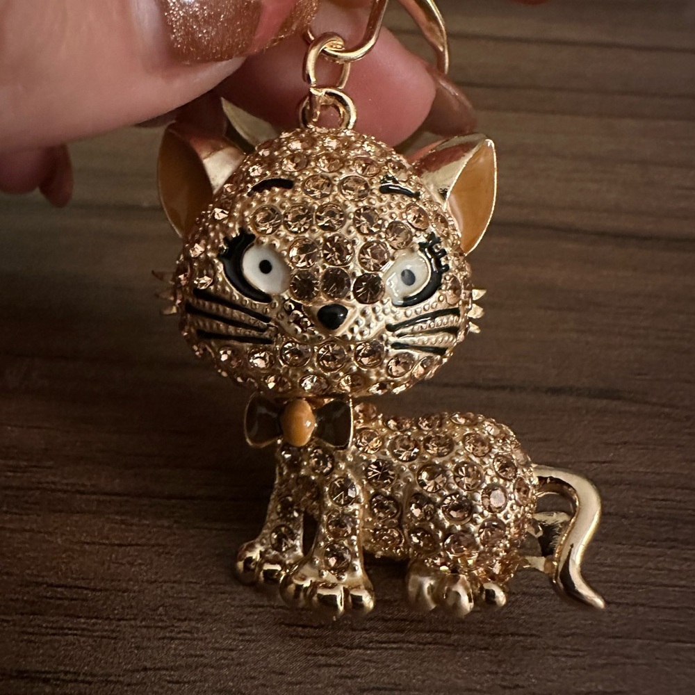 Pink Rhinestone Cat Keychain/Bag Charm - Picture 3 of 3